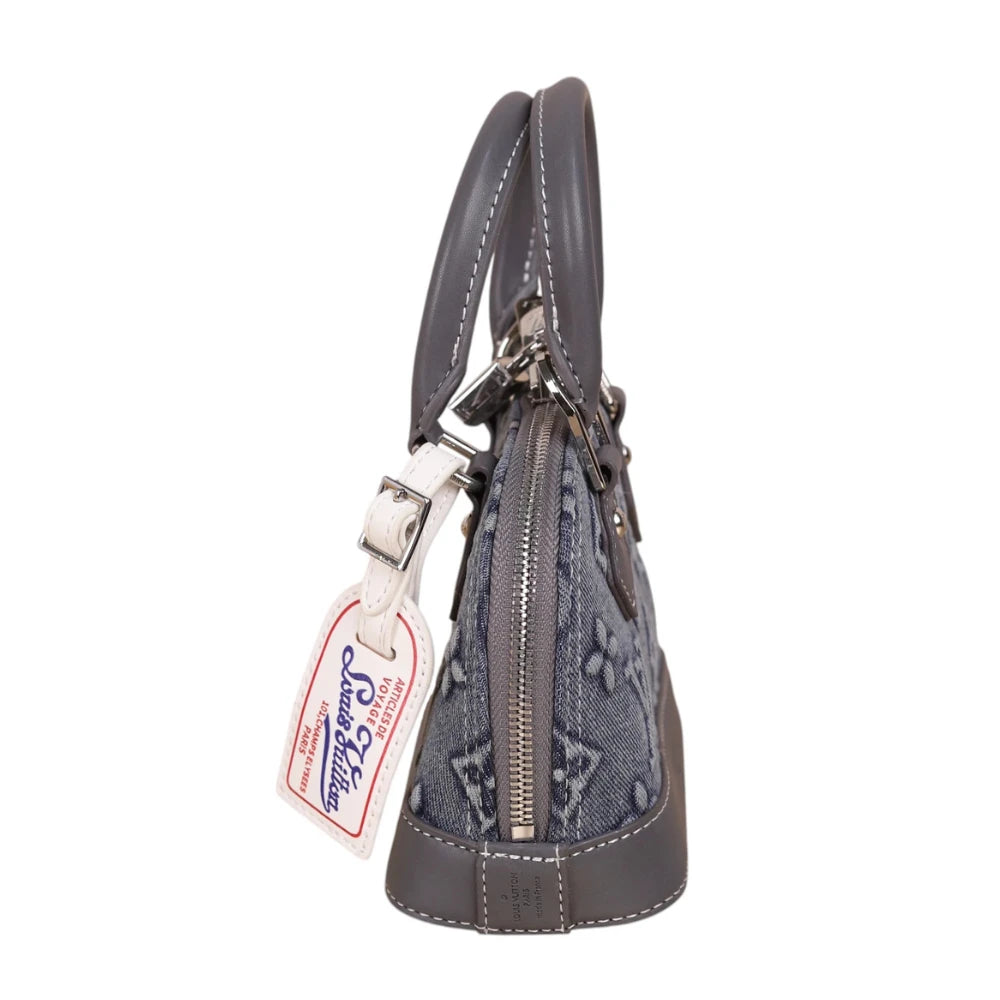 ‏Louis Vuitton Alma BB Denim Bag – Blue Monogram with Grey Leather trim
