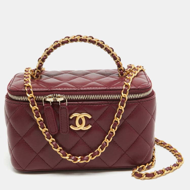 Chanel Black Calfskin Chain Vanity Bag